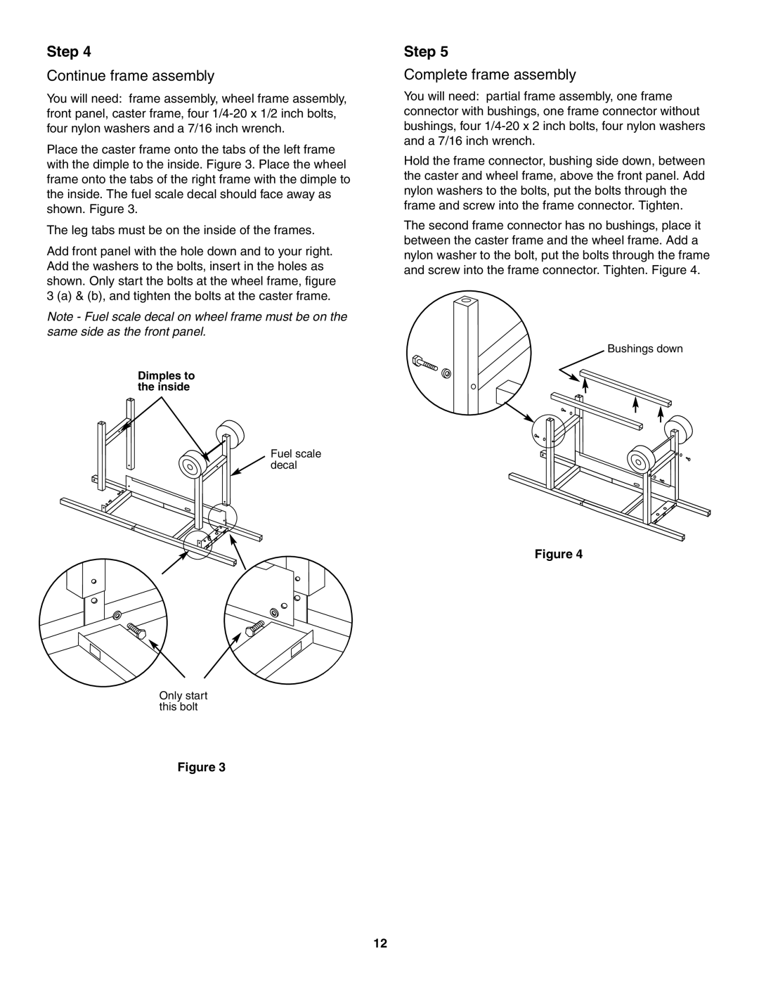 Weber 5000 owner manual Continue frame assembly, Complete frame assembly 