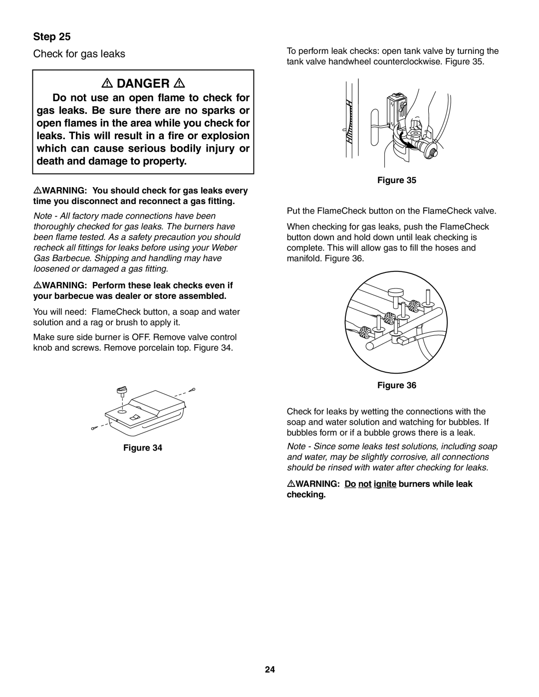 Weber 5000 owner manual Check for gas leaks 