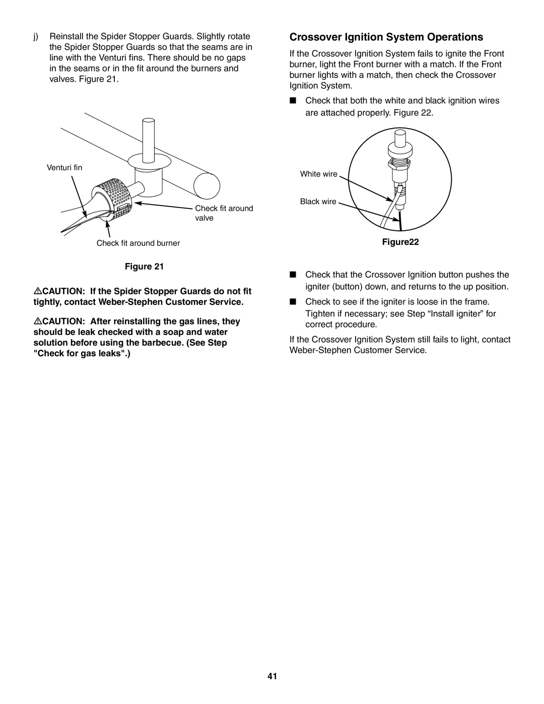 Weber 5000 owner manual Crossover Ignition System Operations 