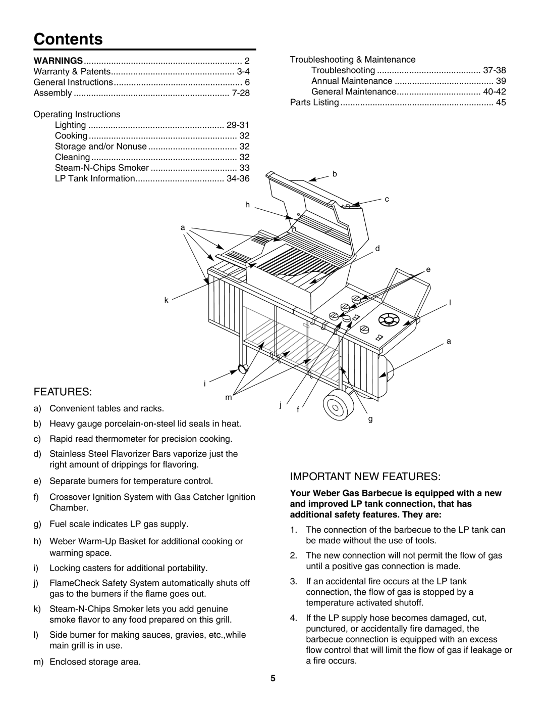 Weber 5000 owner manual Contents 