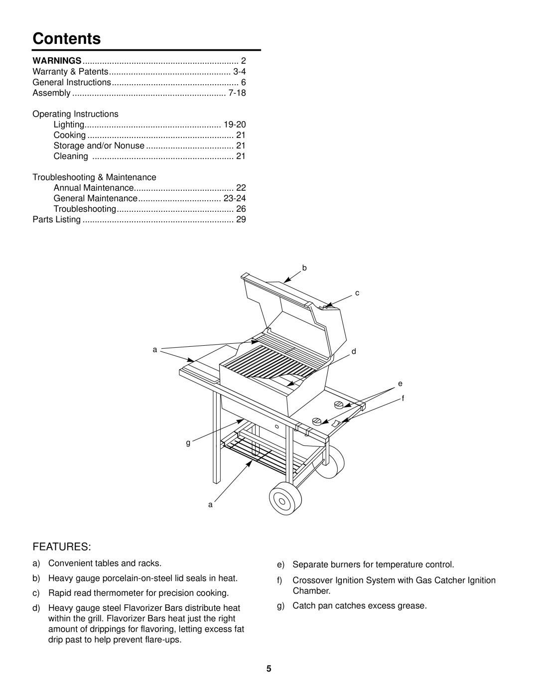 Weber 520 owner manual Contents 