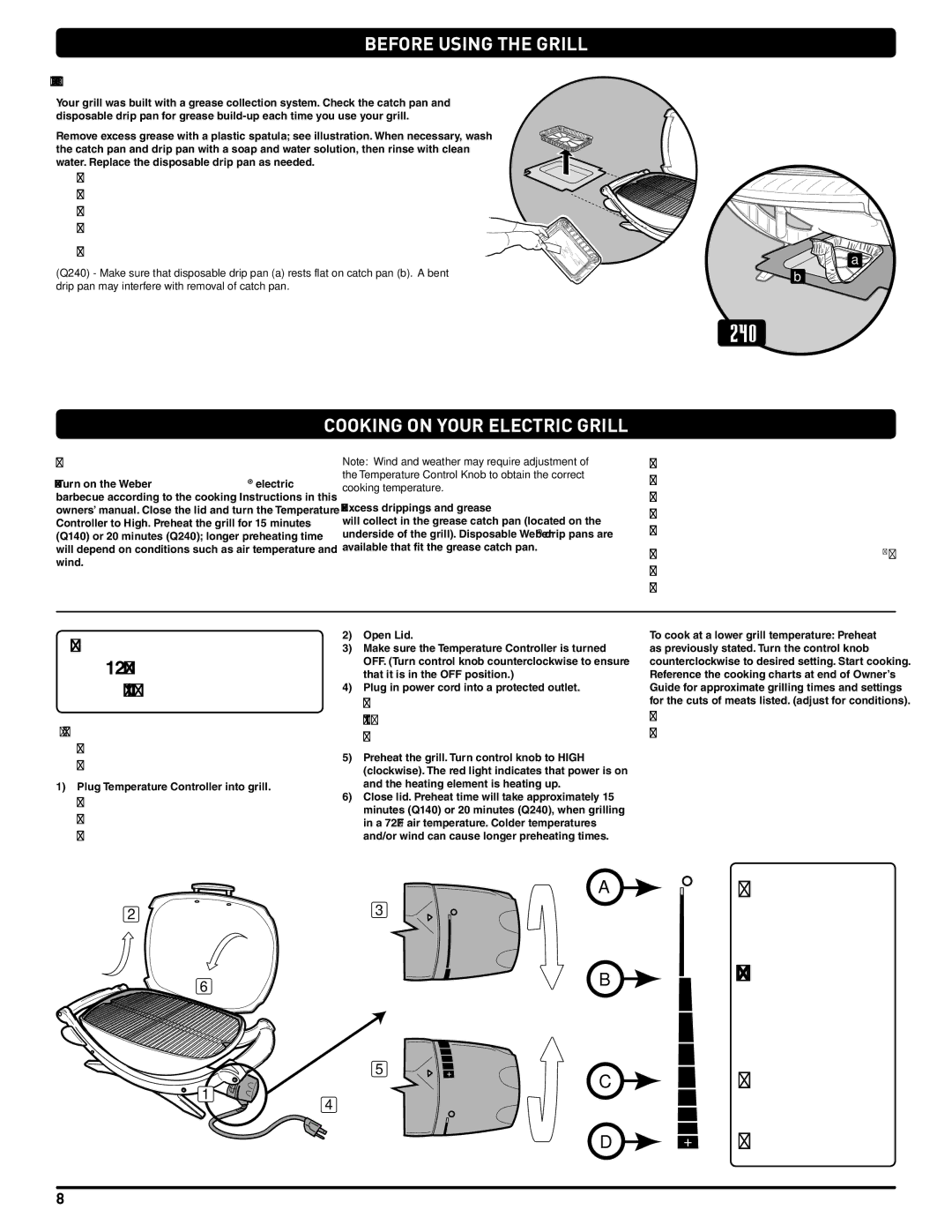 Weber 522001 manual BEFORE Using the Grill, Catch PAN and Disposable Drip PAN, Cooking 