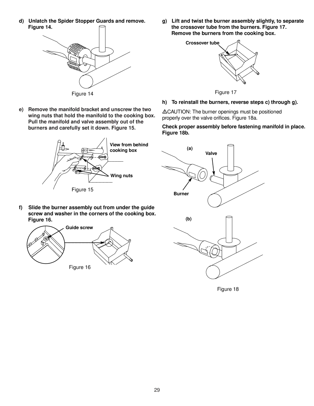 Weber 530 owner manual To reinstall the burners, reverse steps c through g 