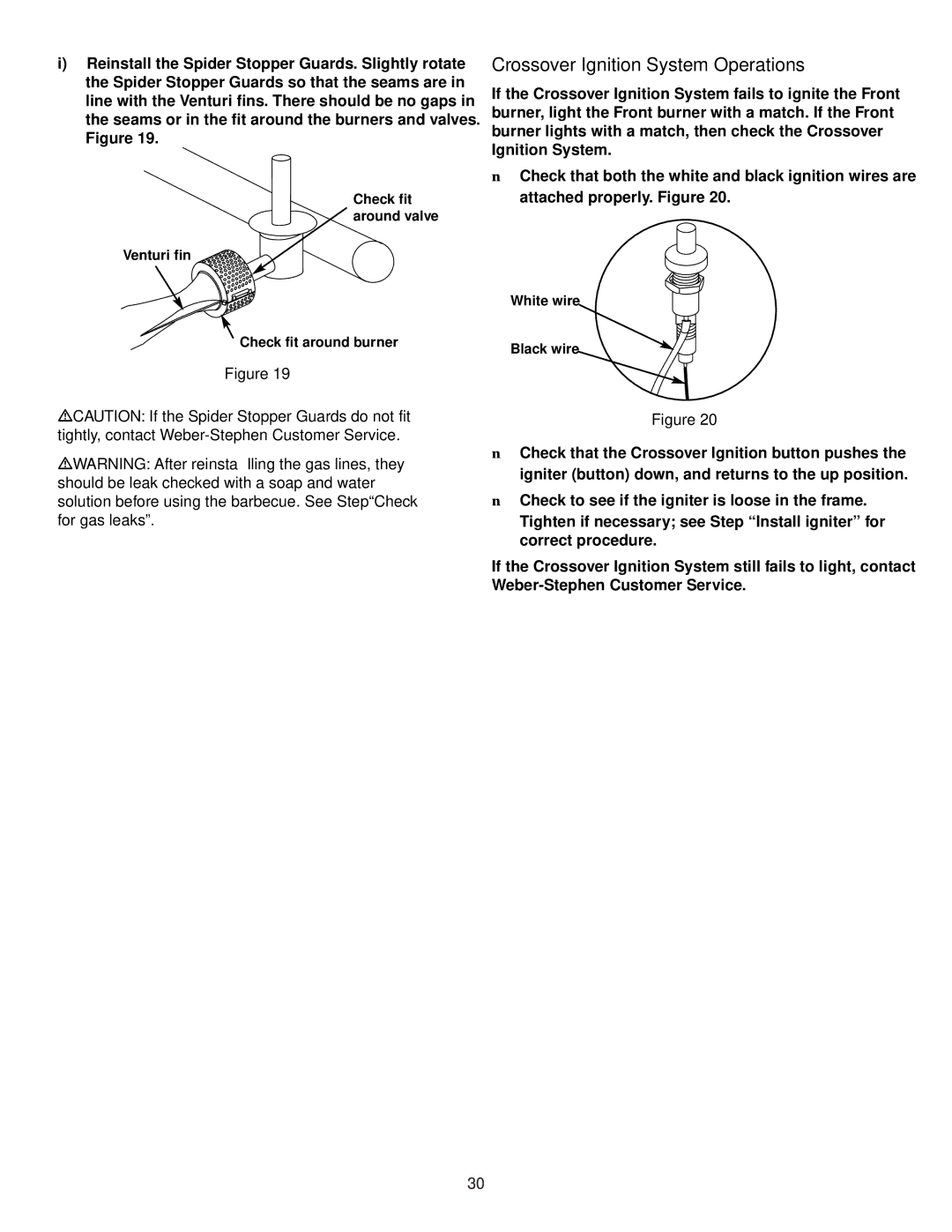 Weber 530 owner manual Crossover Ignition System Operations 