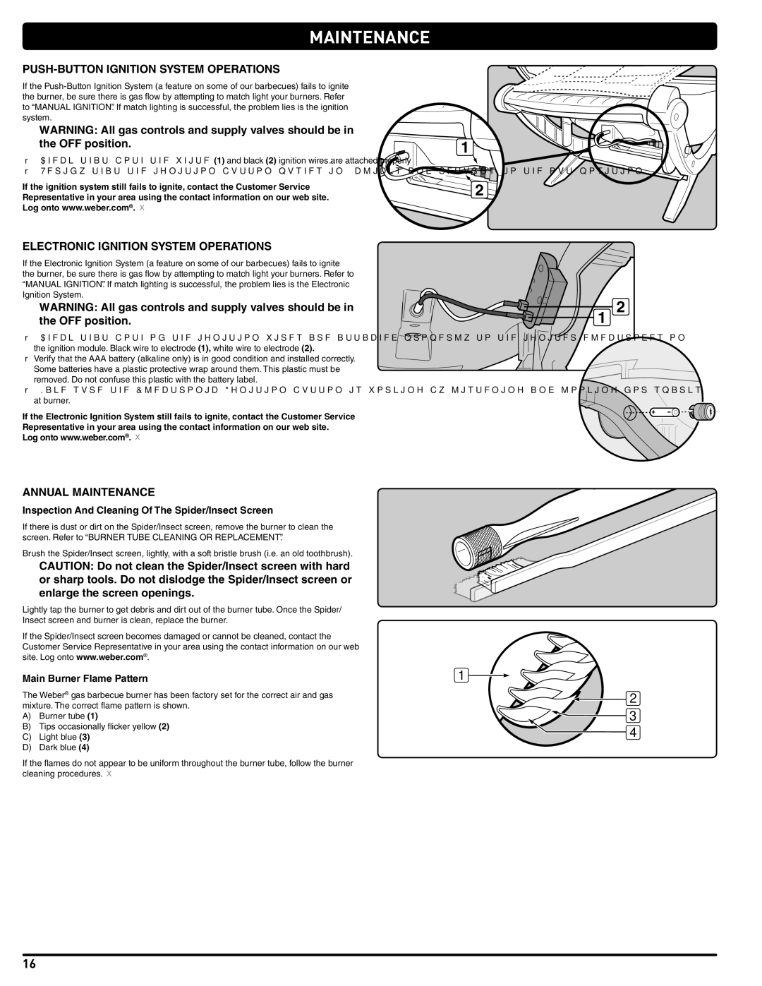 Weber 54329 PUSH-BUTTON Ignition System Operations, Electronic Ignition System Operations, Annual Maintenance 