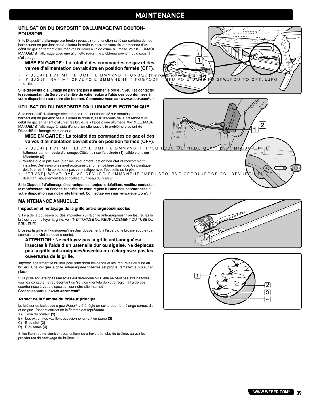 Weber 54329 Utilisation DU Dispositif D’ALLUMAGE PAR BOUTON- Poussoir, Utilisation DU Dispositif D’ALLUMAGE Electronique 