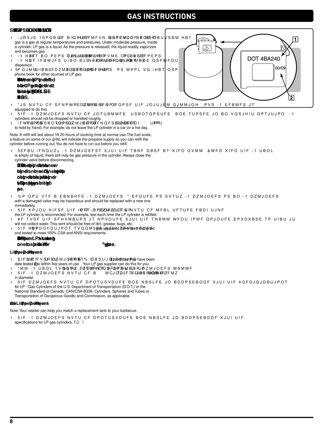 Weber 54381 GAS Instructions, Safe Handling Tips for Liquid Propane GAS Cylinders, Liquid Propane Cylinder Requirements 