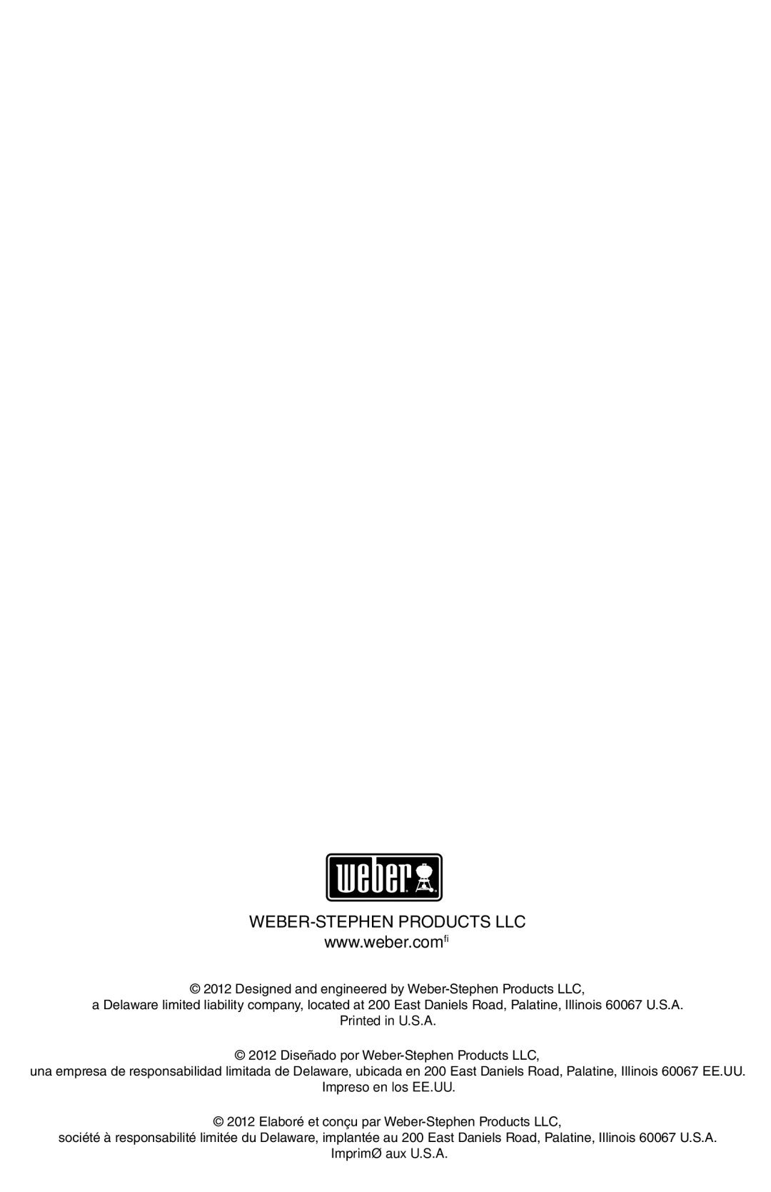 Weber 54784 manual WEBER-STEPHEN Products LLC 