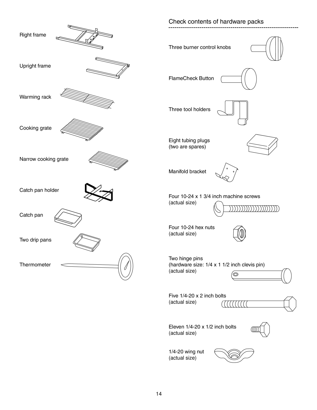 Weber 5500 owner manual Check contents of hardware packs 