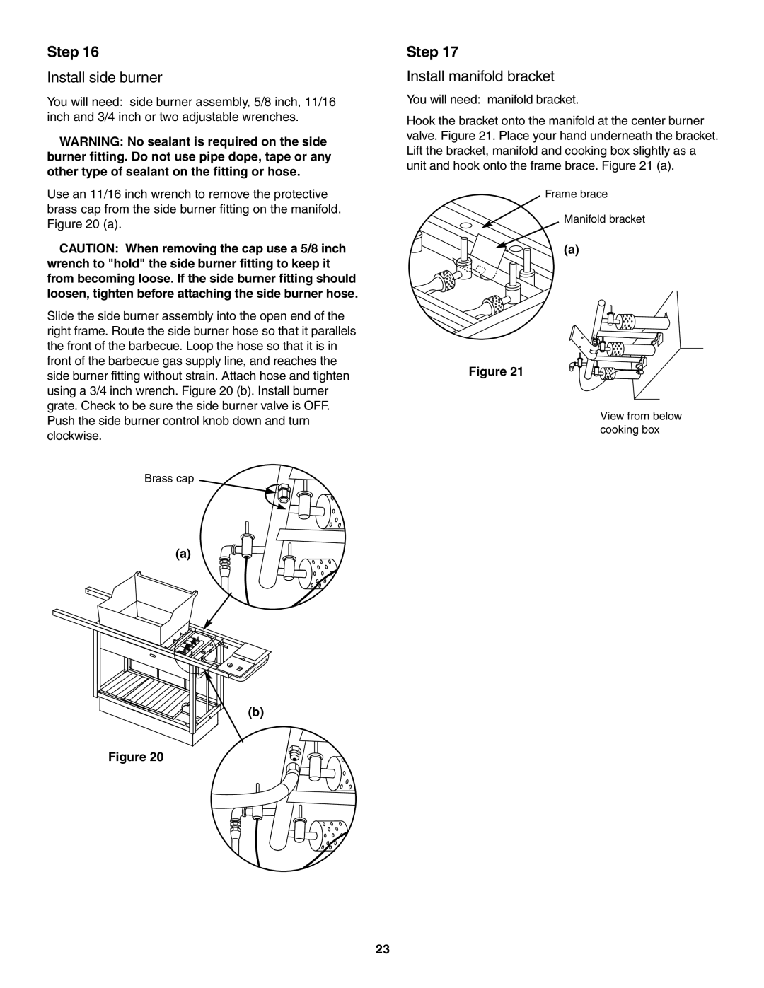 Weber 5500 owner manual Install side burner, Install manifold bracket 