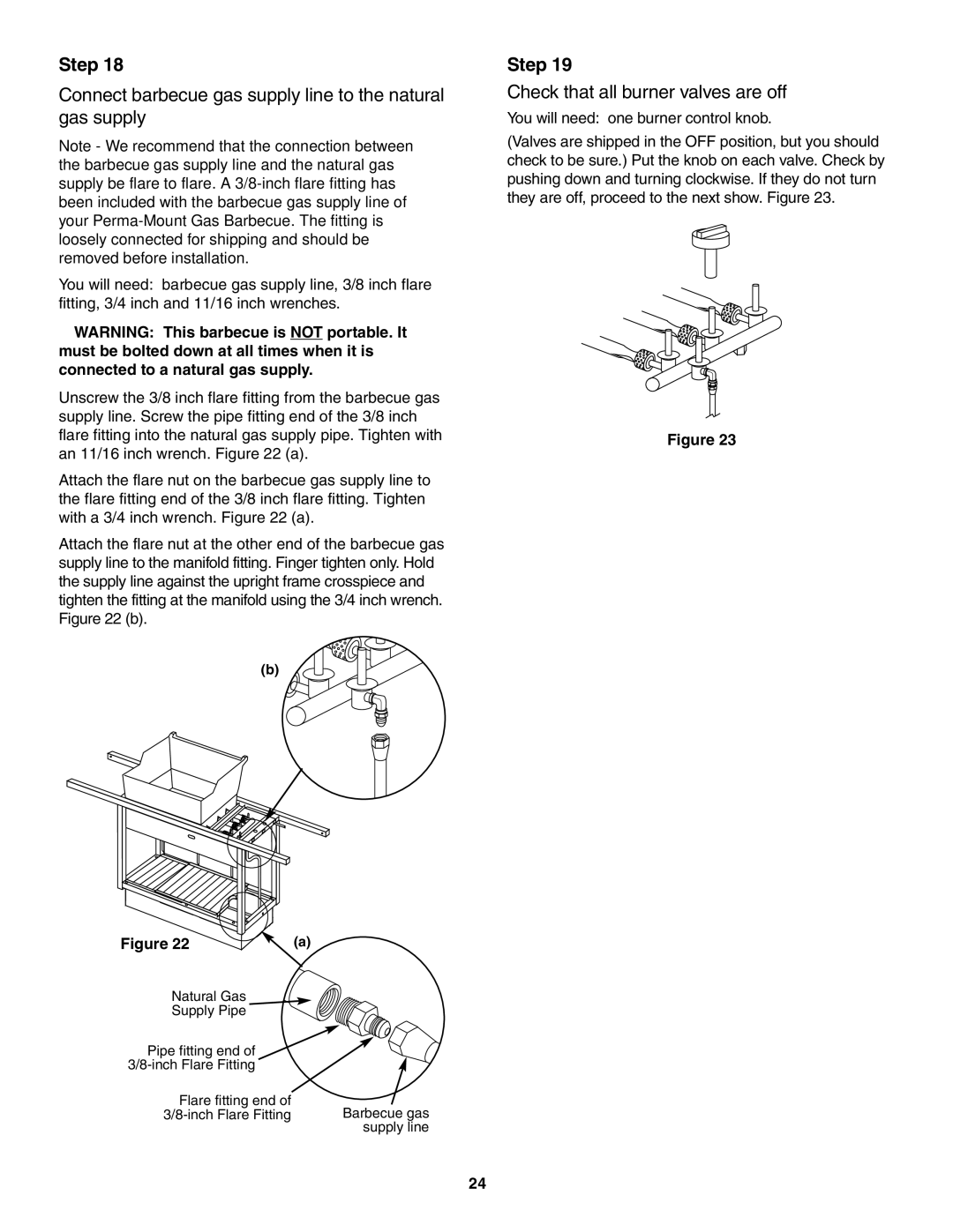 Weber 5500 owner manual Connect barbecue gas supply line to the natural gas supply, Check that all burner valves are off 