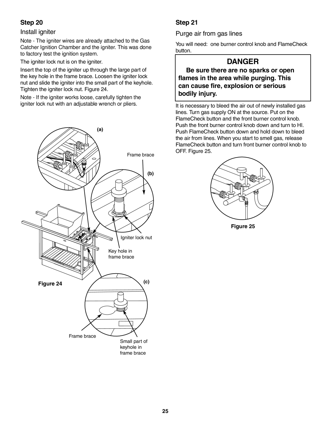 Weber 5500 owner manual Install igniter, Purge air from gas lines 