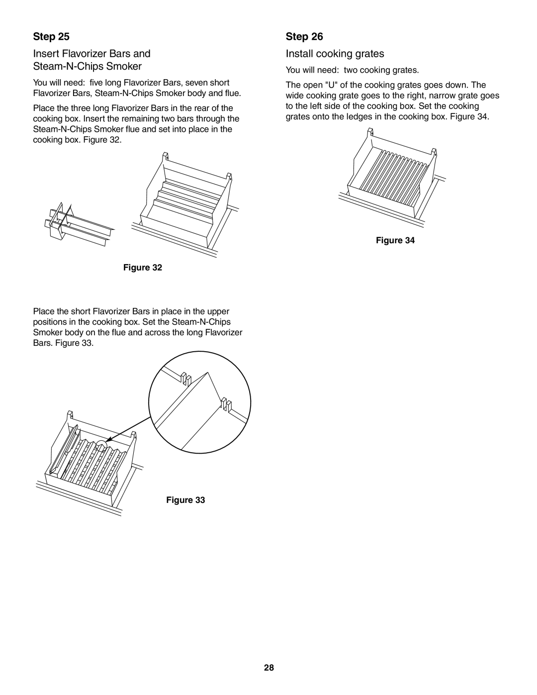 Weber 5500 owner manual Insert Flavorizer Bars Steam-N-Chips Smoker, Install cooking grates 