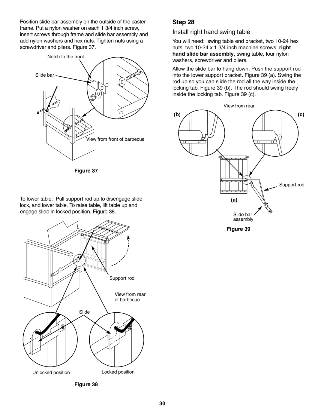 Weber 5500 owner manual Install right hand swing table 