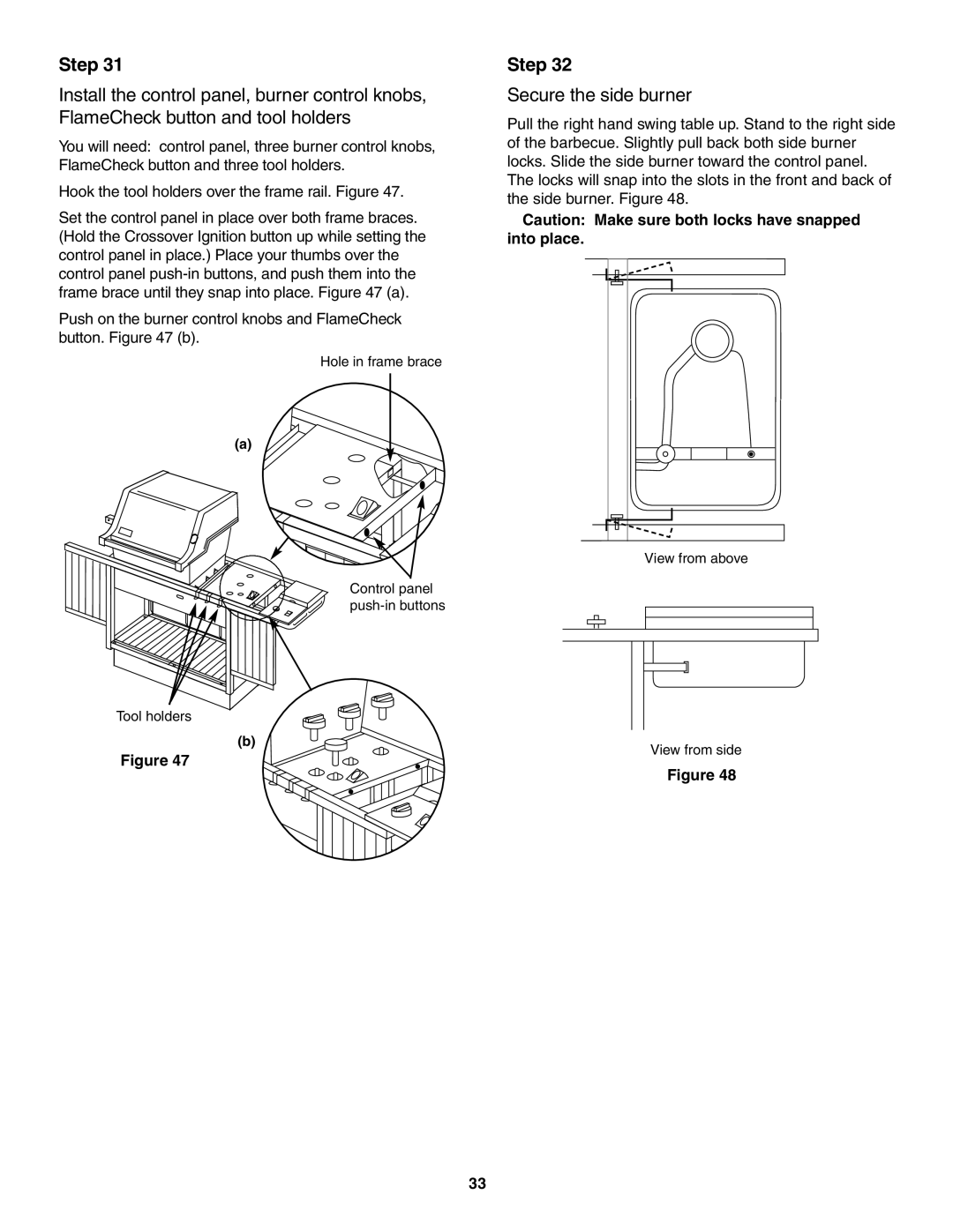 Weber 5500 owner manual Secure the side burner 