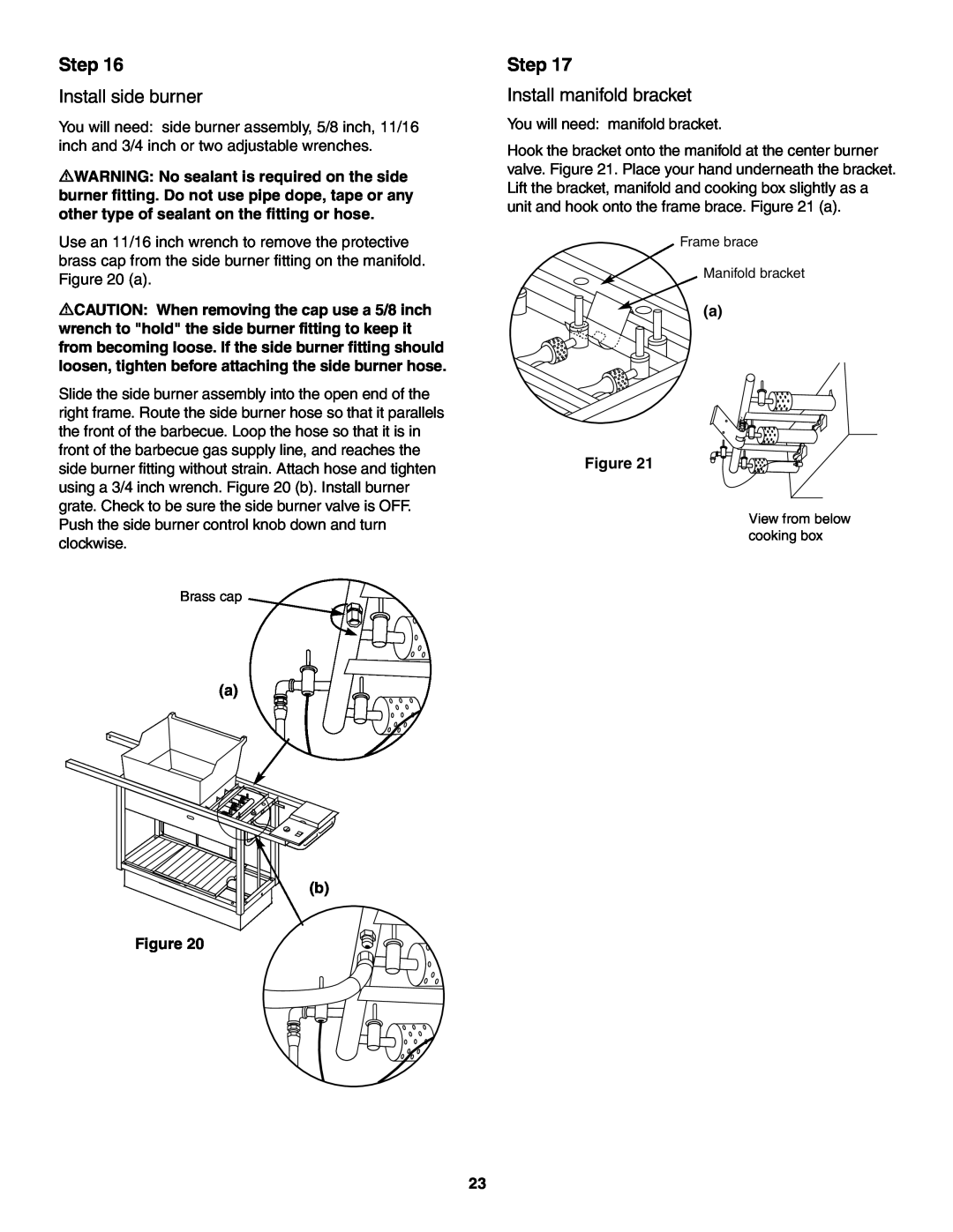 Weber 5500 owner manual Step, Install side burner, Install manifold bracket, a b Figure, a Figure 