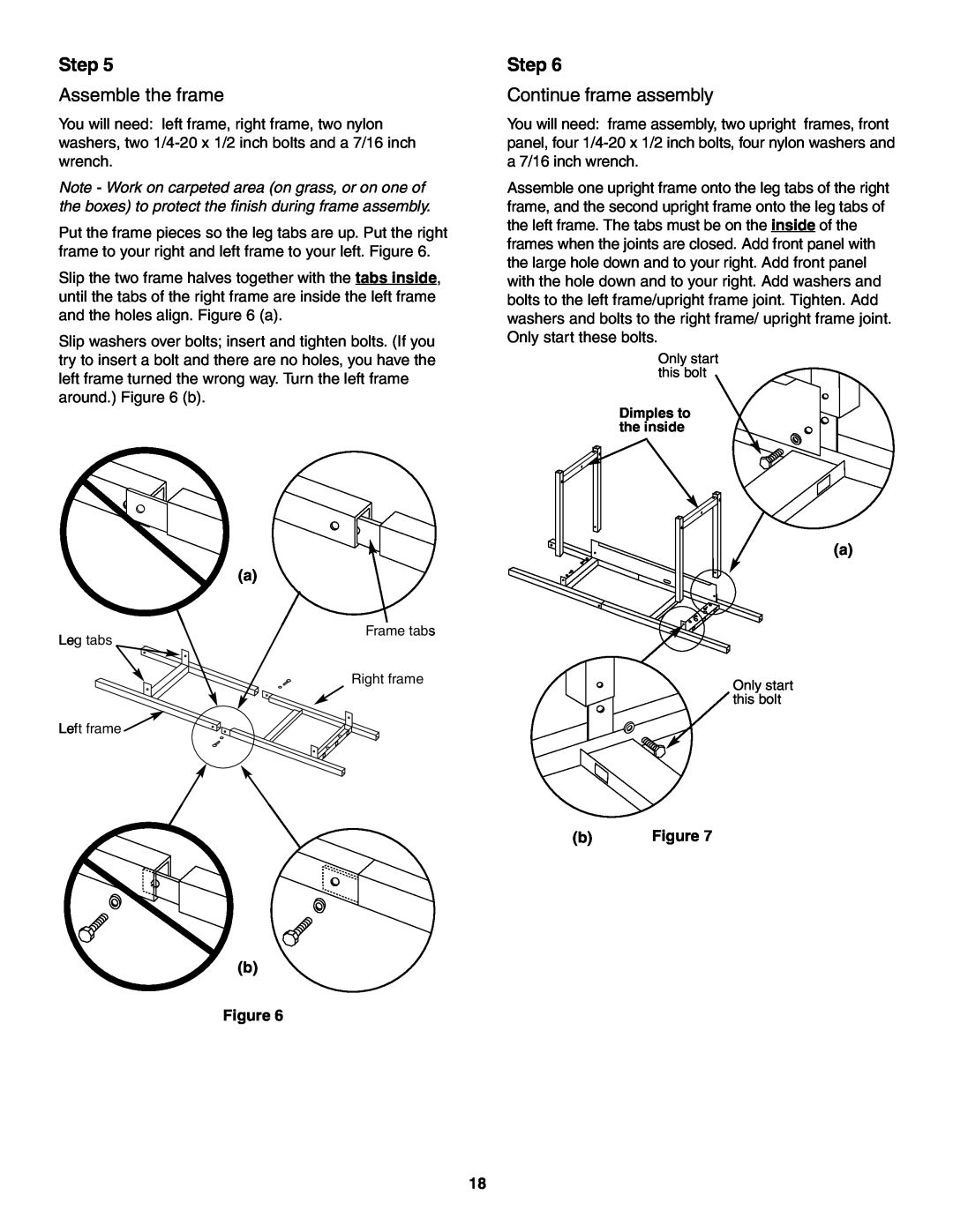 Weber 5500 owner manual Step, Assemble the frame, Continue frame assembly, b Figure 