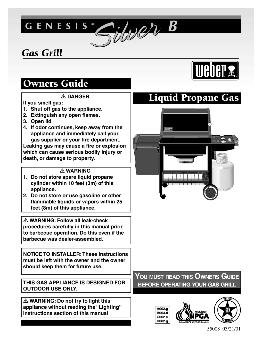 Weber 55008 manual Owners Guide 