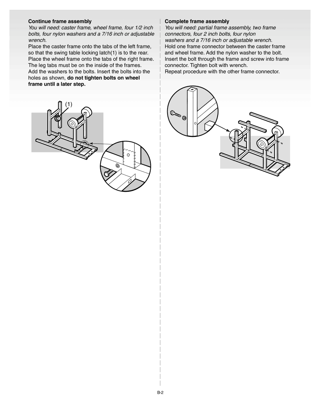 Weber 55008 manual Continue frame assembly, Complete frame assembly 