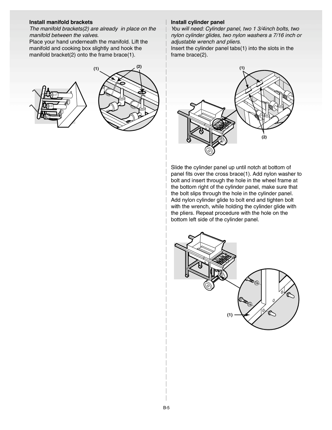 Weber 55008 manual Install manifold brackets, Install cylinder panel 