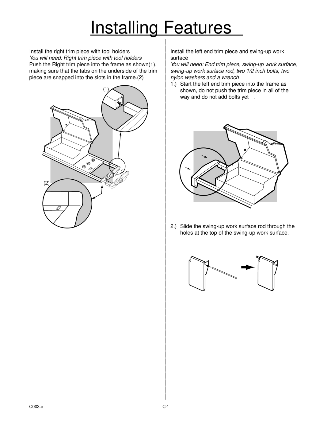 Weber 55009 manual Installing Features 