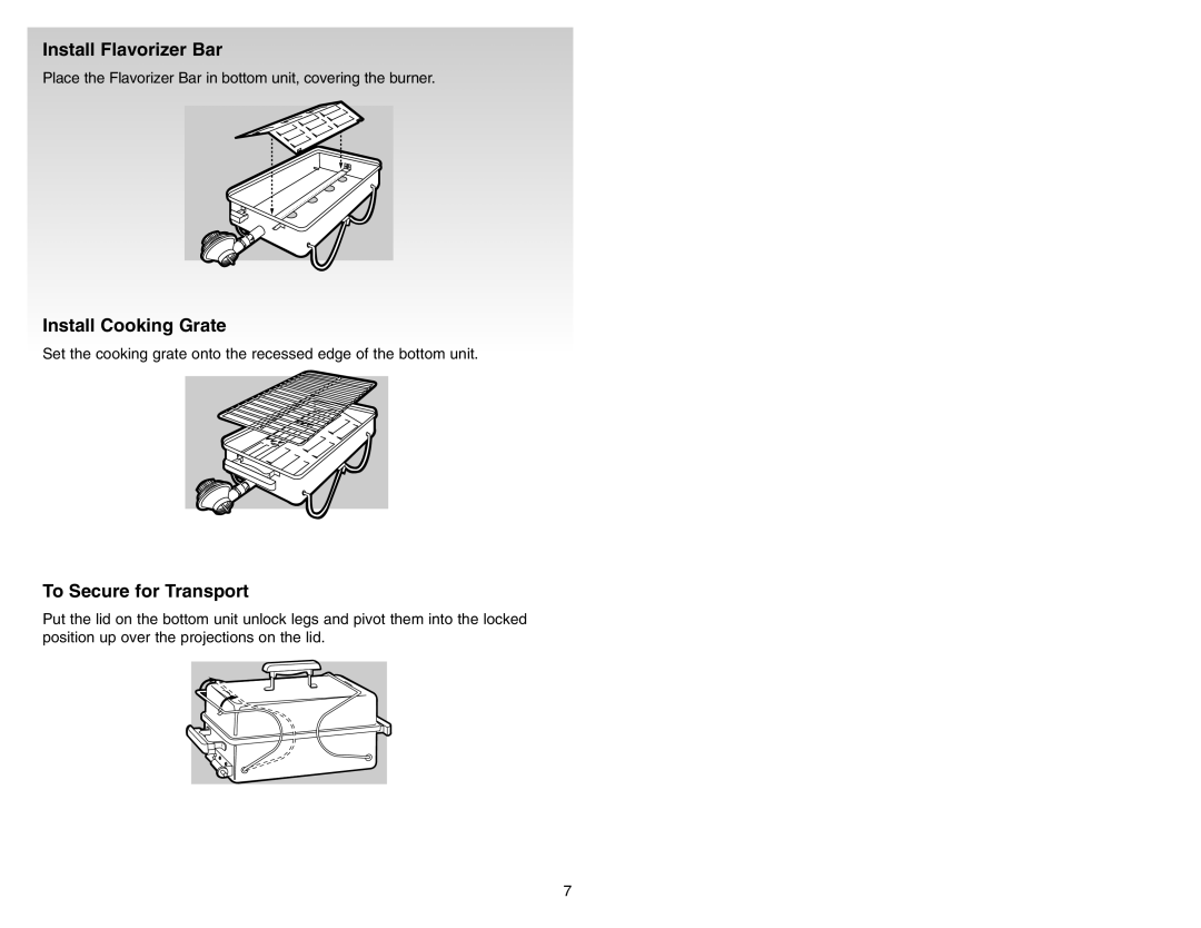 Weber 55014 manual Install Flavorizer Bar, Install Cooking Grate, To Secure for Transport 