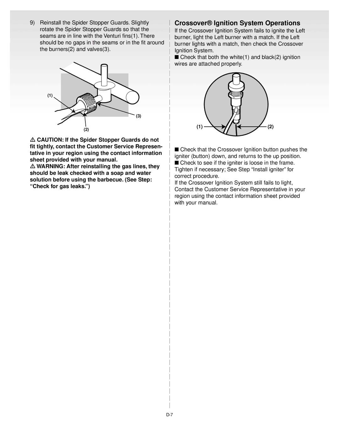 Weber GENESIS GOLDB Gas Grill, 55023 1199 manual Crossover Ignition System Operations 