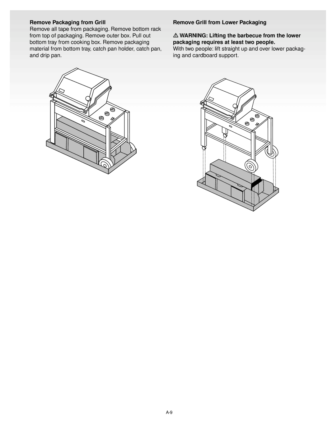 Weber GENESIS GOLDB Gas Grill, 55023 1199 manual Remove Packaging from Grill, Remove Grill from Lower Packaging 