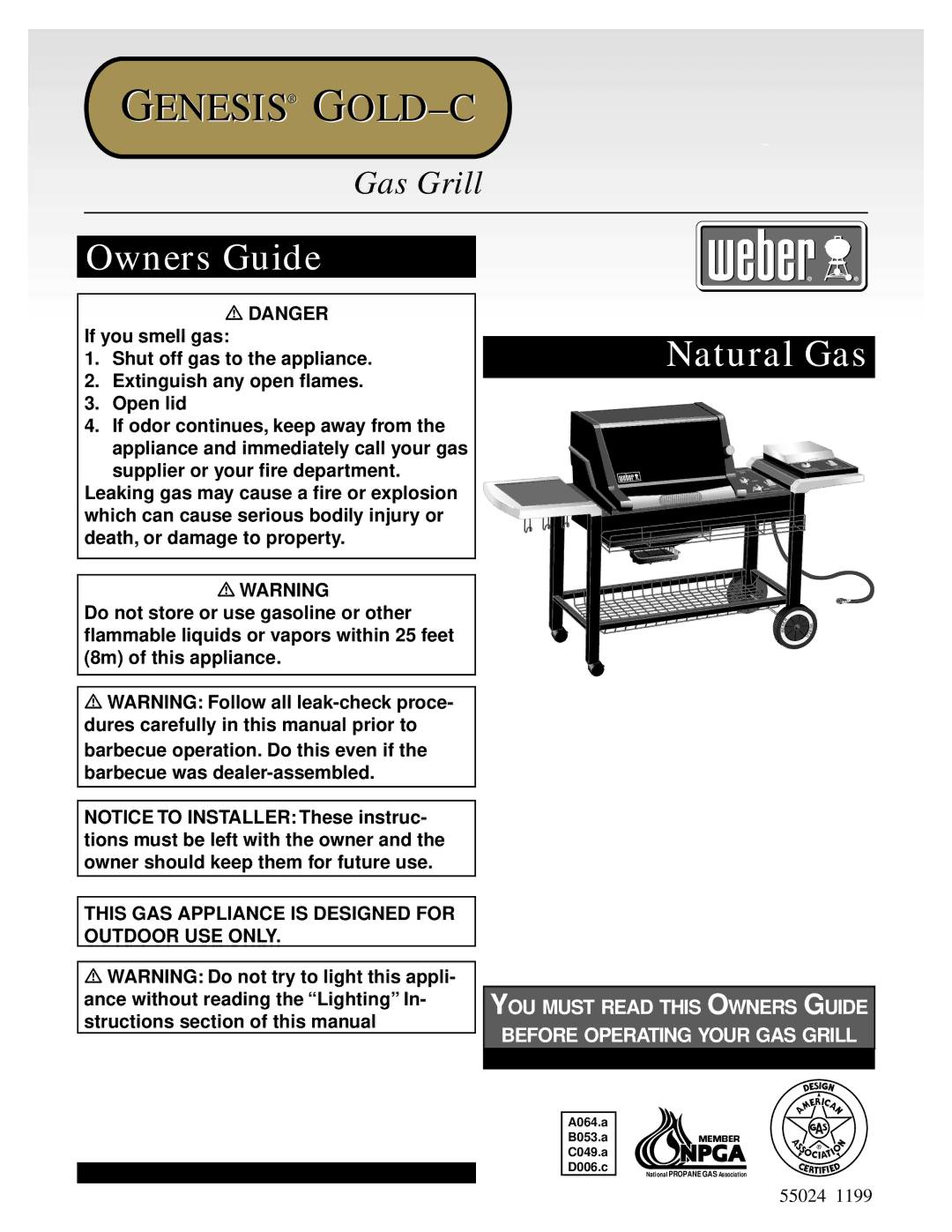 Weber 55024 manual Genesis GOLD-C 