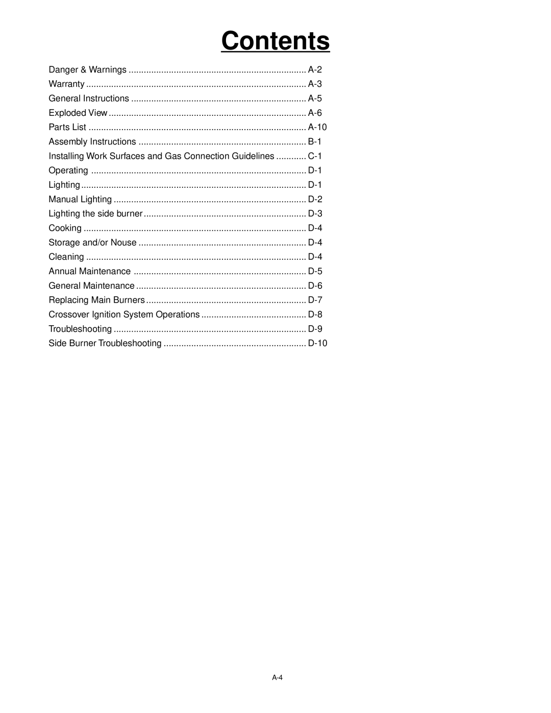 Weber 55024 manual Contents 