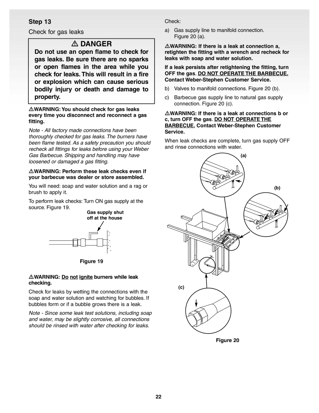 Weber 55159, Genesis Silver B Gas Grill manual Check for gas leaks, BARBECUE. Contact Weber-Stephen Customer Service 