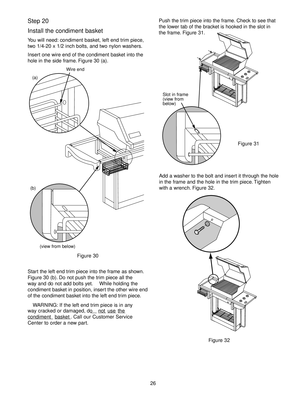 Weber 55159, Genesis Silver B Gas Grill manual Install the condiment basket 