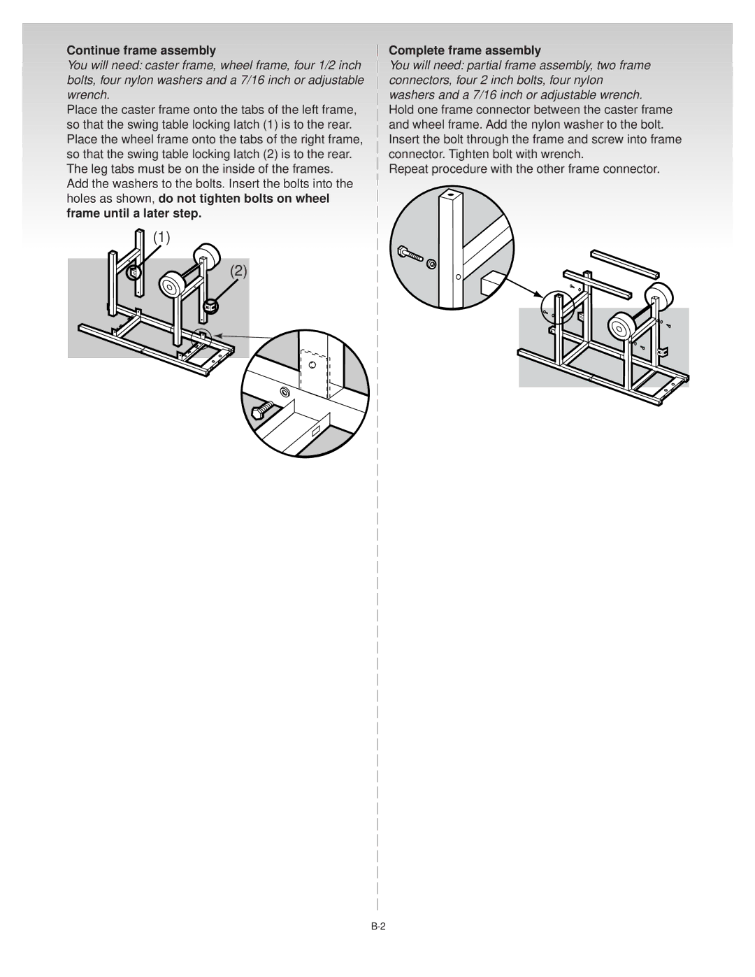 Weber 55204 manual Continue frame assembly Complete frame assembly 