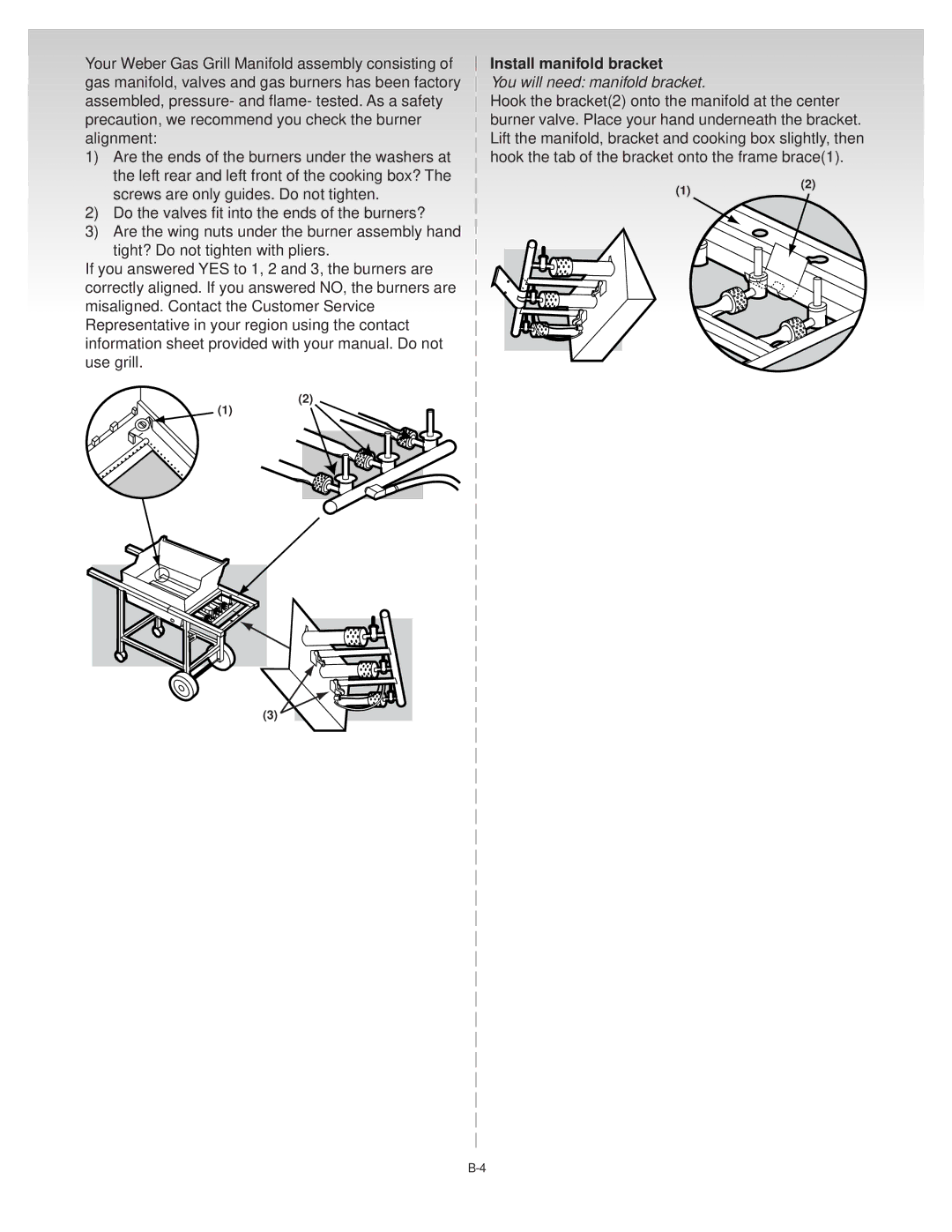 Weber 55204 manual Install manifold bracket, You will need manifold bracket 