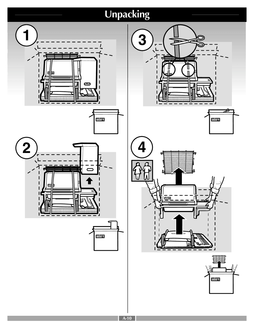 Weber 55258 manual Unpacking 