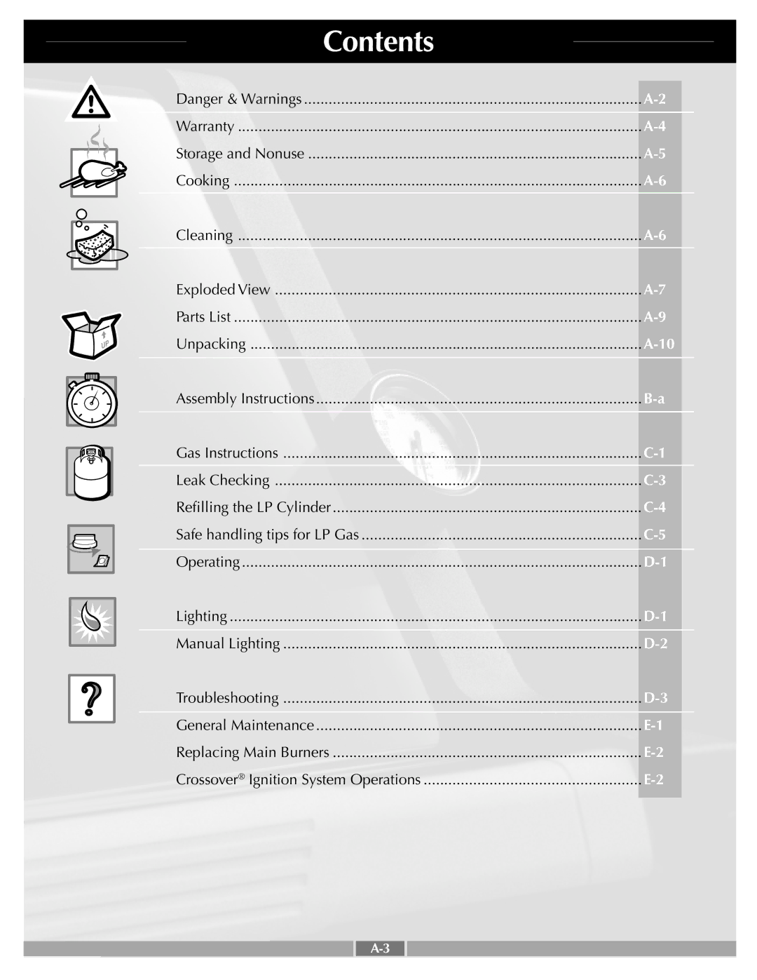 Weber 55258 manual Contents 