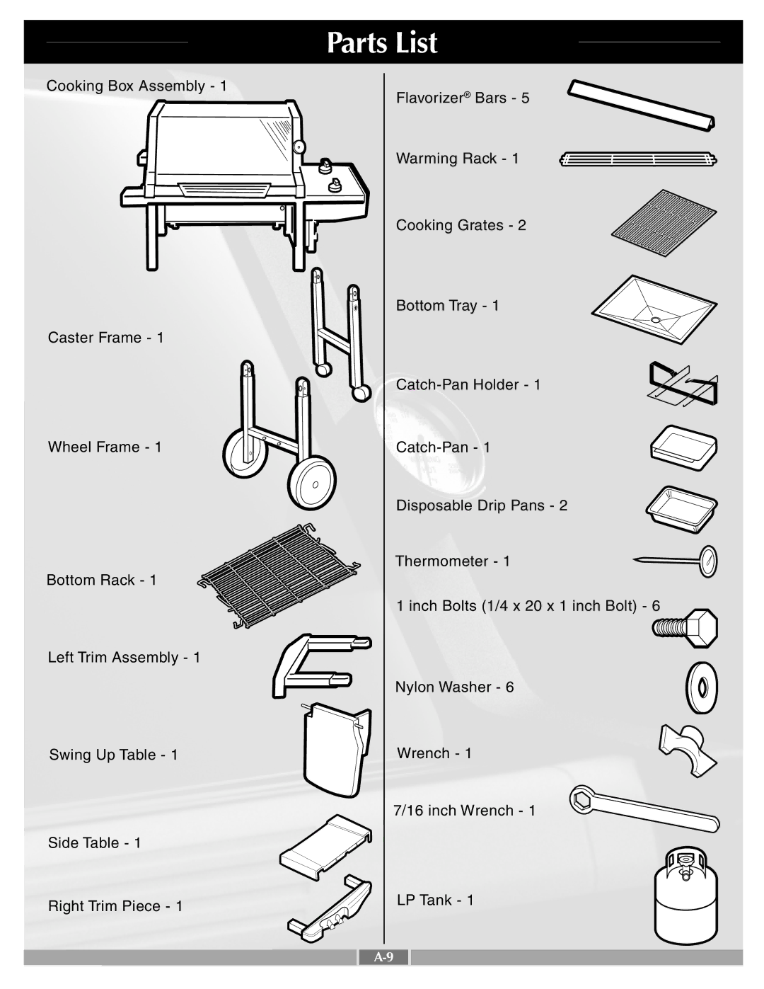 Weber 55258 manual Parts List 