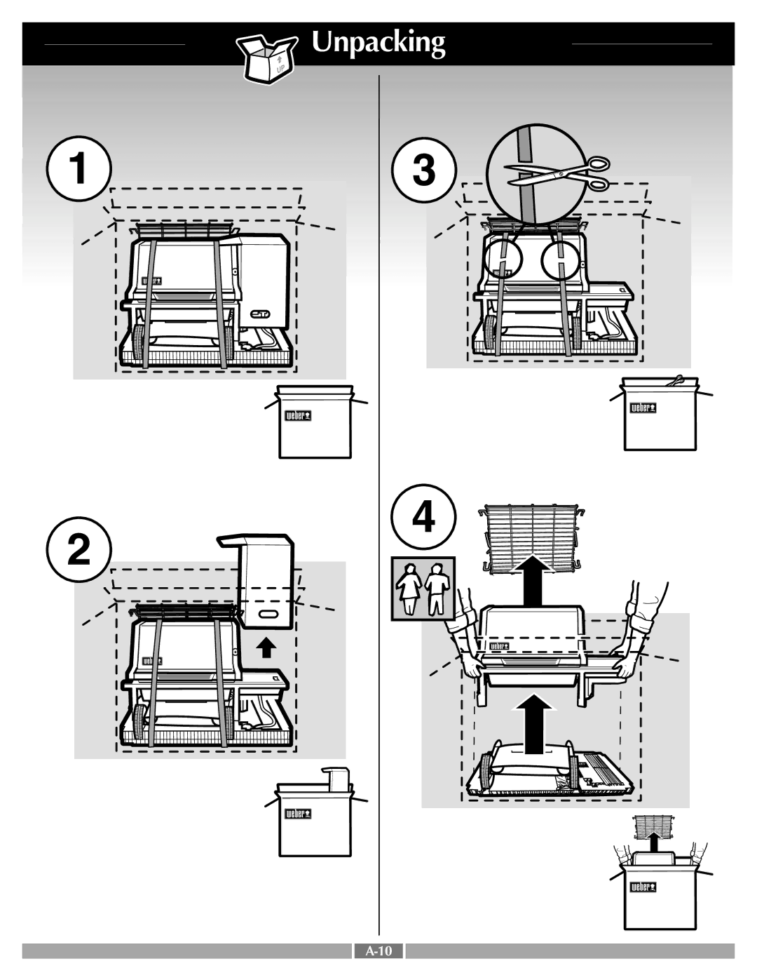 Weber 55260 manual Unpacking 