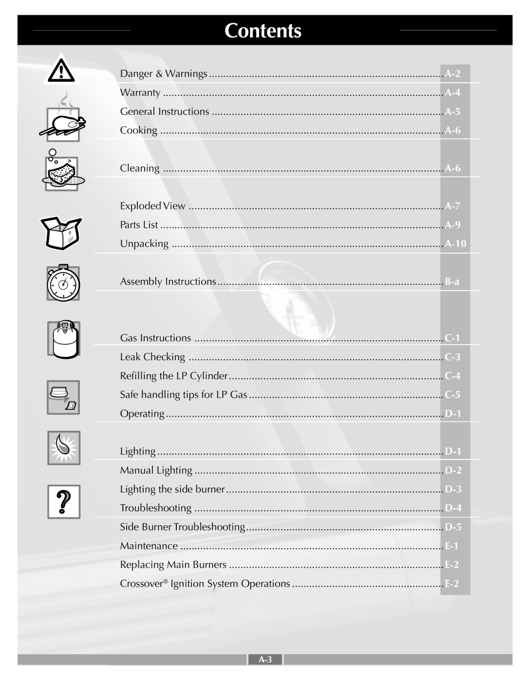 Weber 55260 manual Contents 