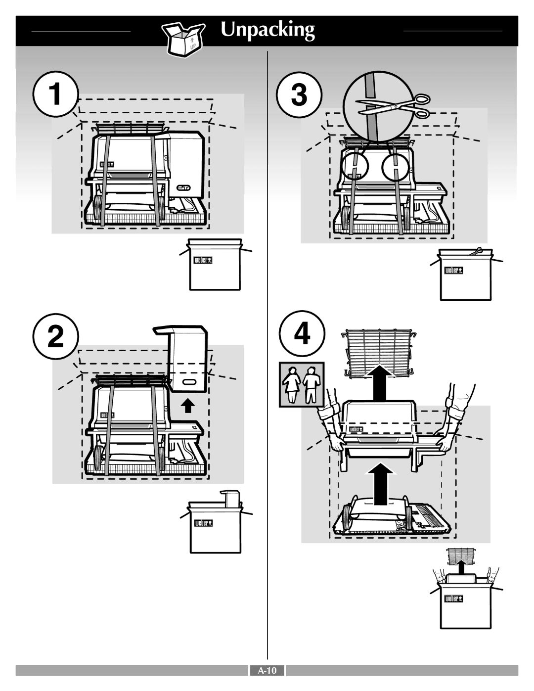 Weber 55263 manual Unpacking 