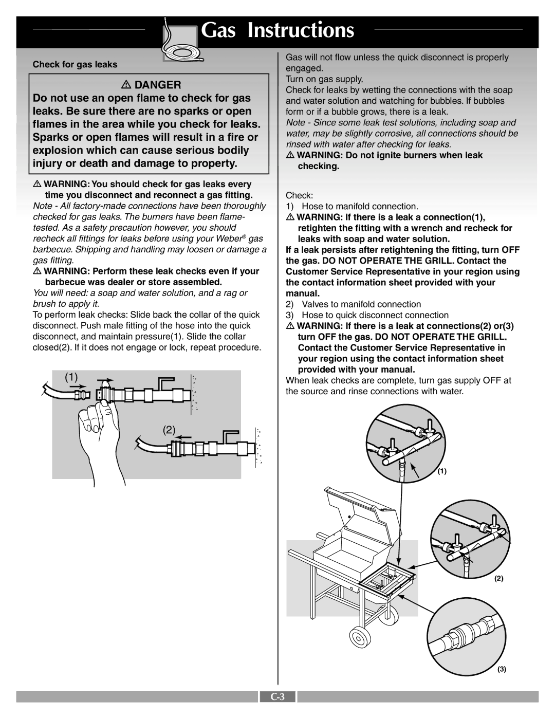 Weber 55263 manual Explosion which can cause serious bodily, Injury or death and damage to property 