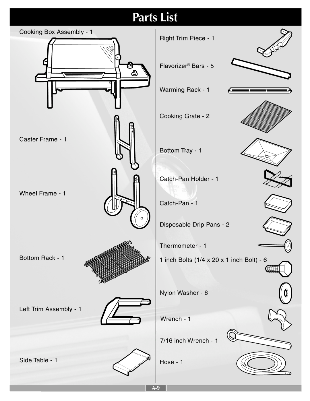 Weber 55263 manual Parts List 