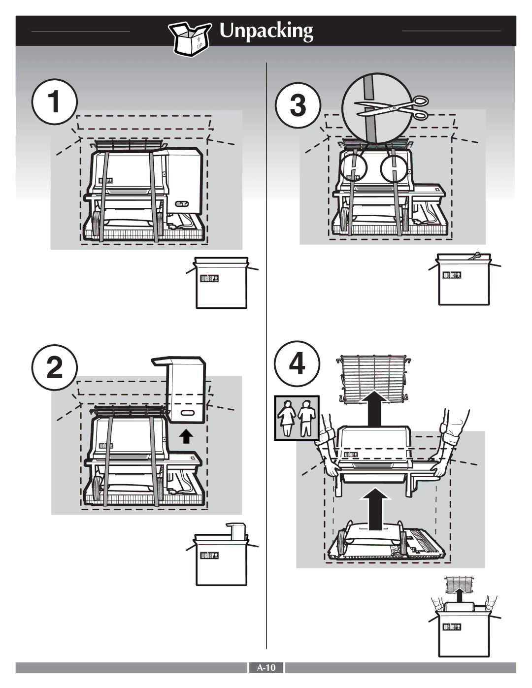 Weber 55268 manual Unpacking 