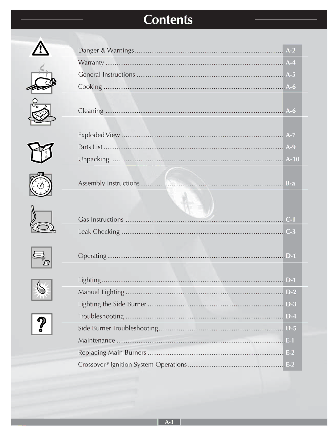 Weber 55268 manual Contents 