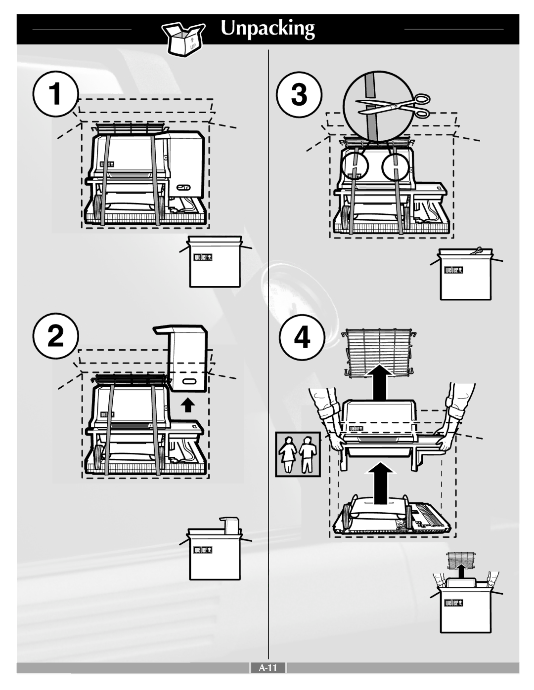 Weber 55277 manual Unpacking 