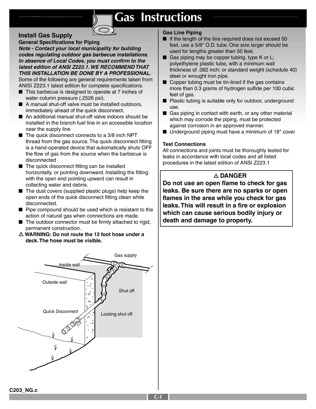 Weber 55277 manual Gas Instructions 