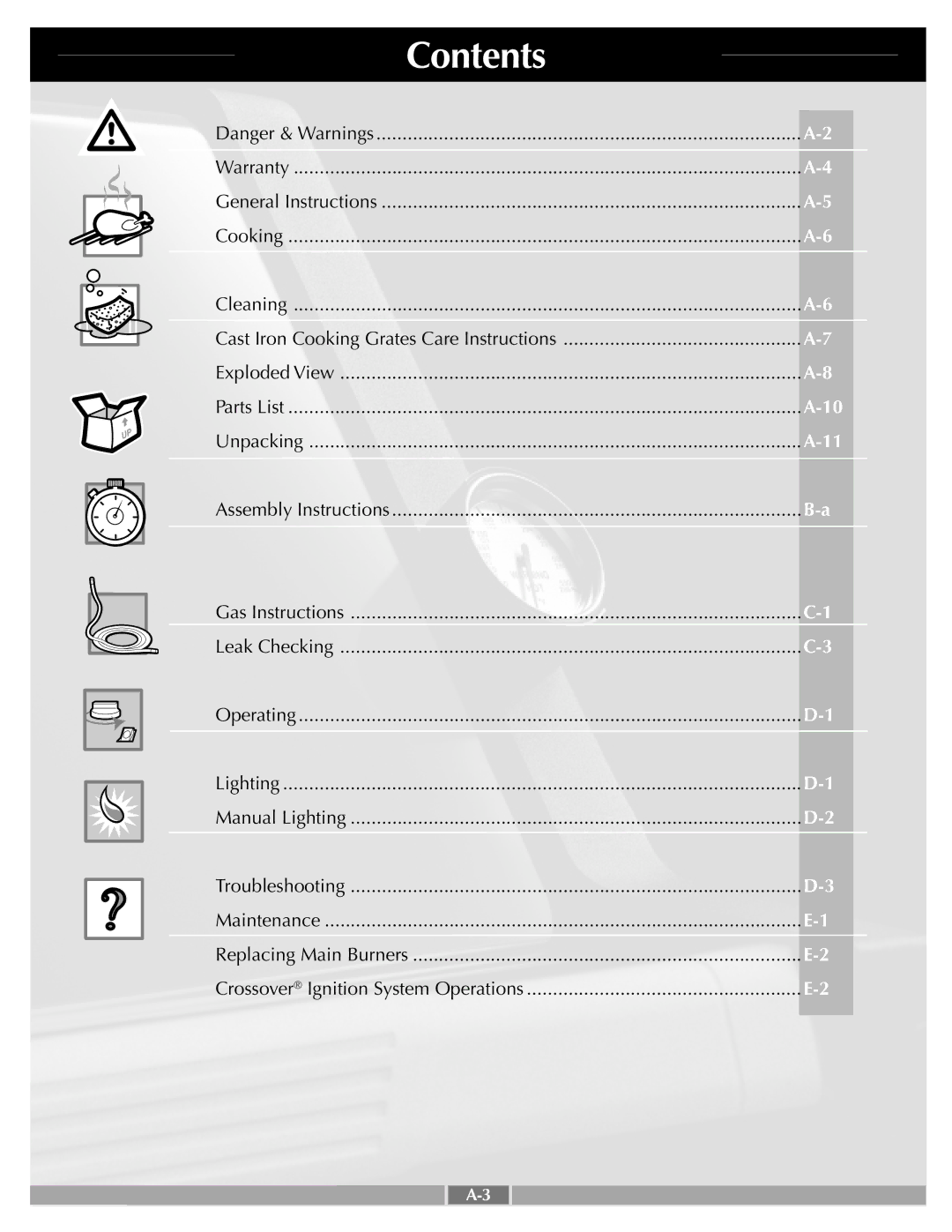 Weber 55277 manual Contents 