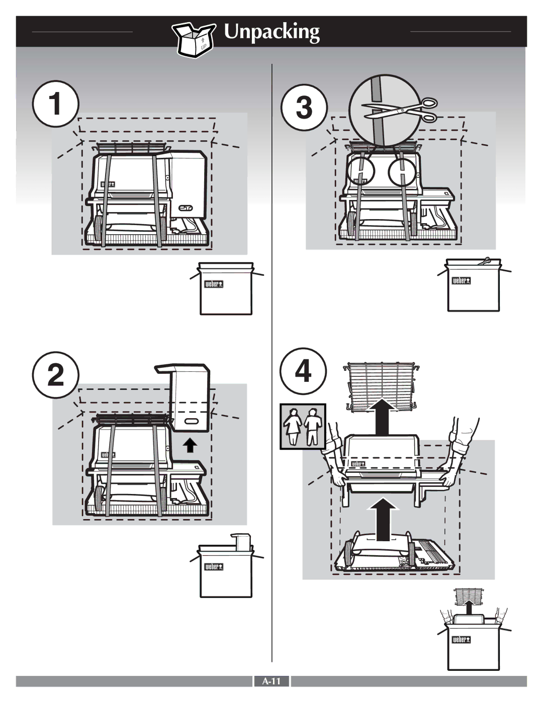 Weber 55279 manual Unpacking 