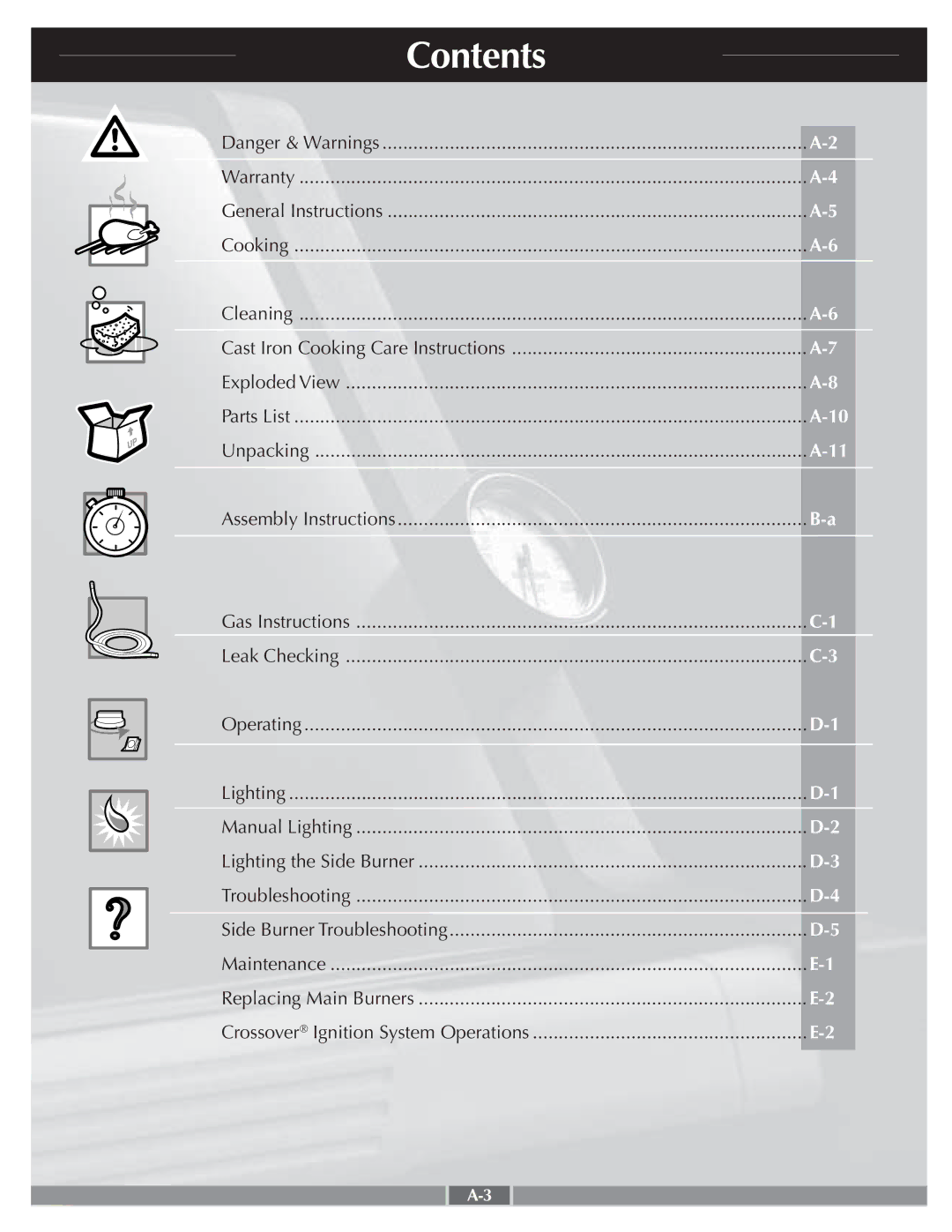 Weber 55279 manual Contents 