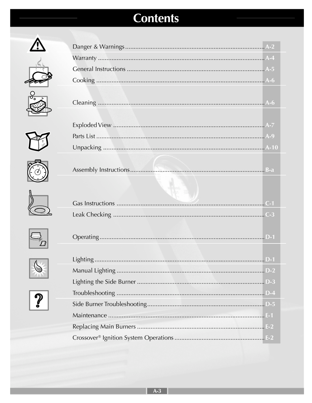 Weber 55283 manual Contents 